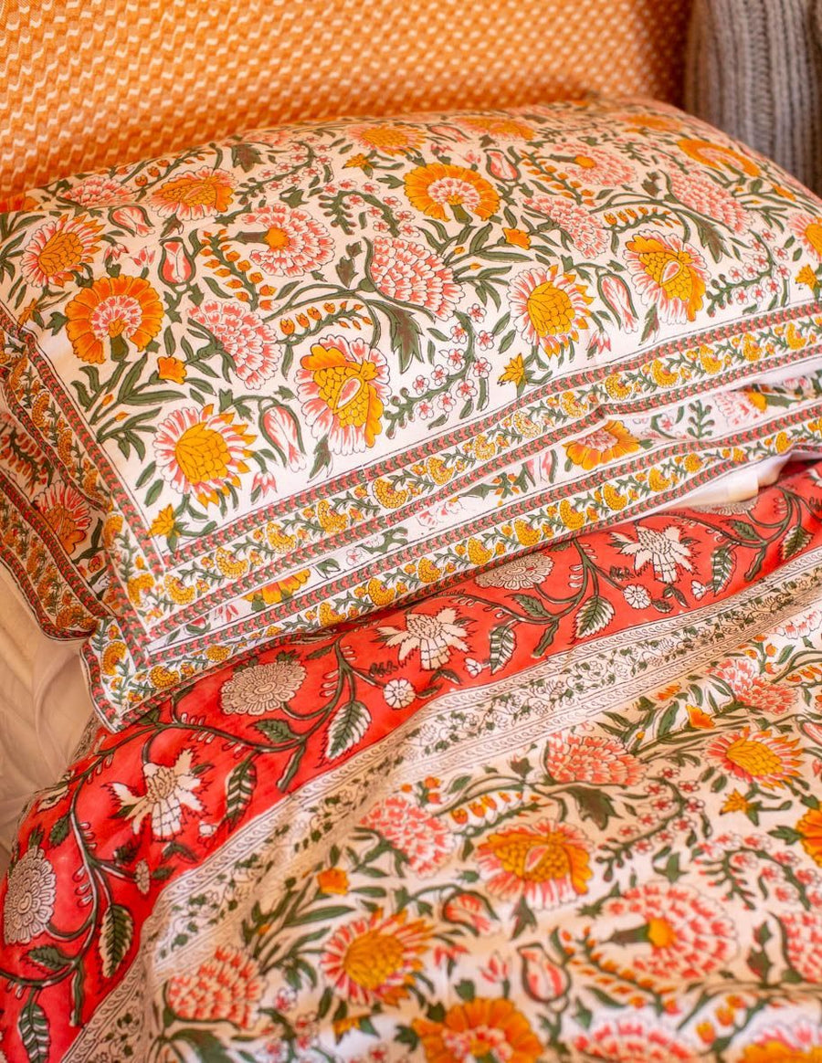 Close-up of handwoven bedding