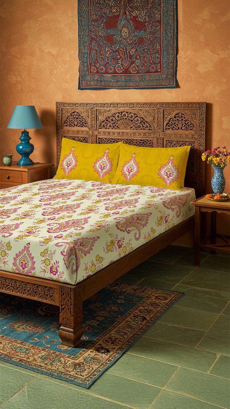 A bed dressed in handloom cotton